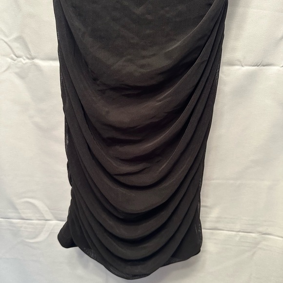 NEW M.N.I. Los Angeles Black Ruched Mini Dress Sheer Detail Zip Back Size Small - Picture 3 of 12